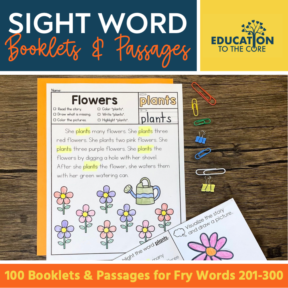 100 Sight Word Booklets for Fry Words 201-300