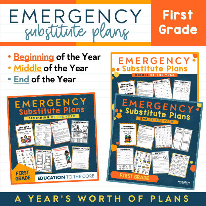 First Grade Editable Sub Plans
