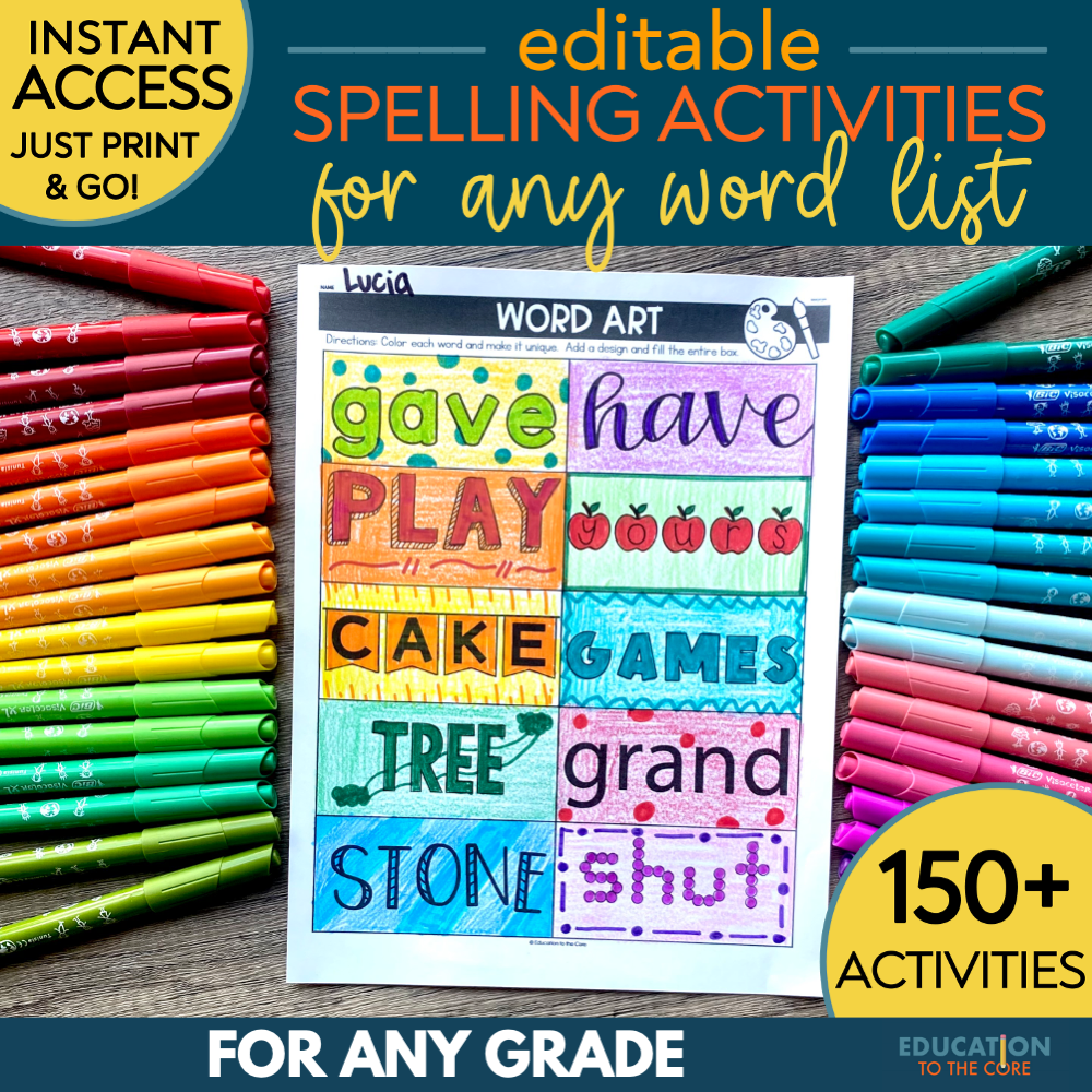 Editable Spelling Activities for ANY List of Words