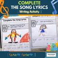 "Finish the Song Lyrics" Writing Activity