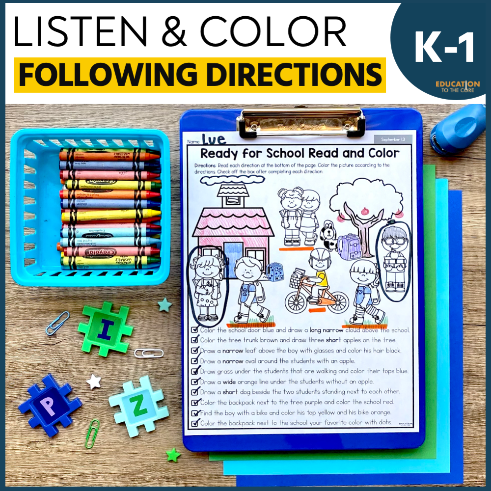 Listen & Color: Following Directions Bundle