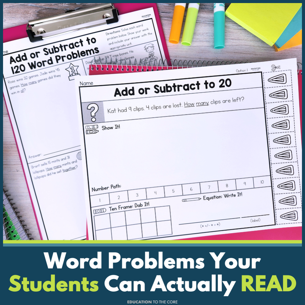 First Grade Decodable Math Word Problems