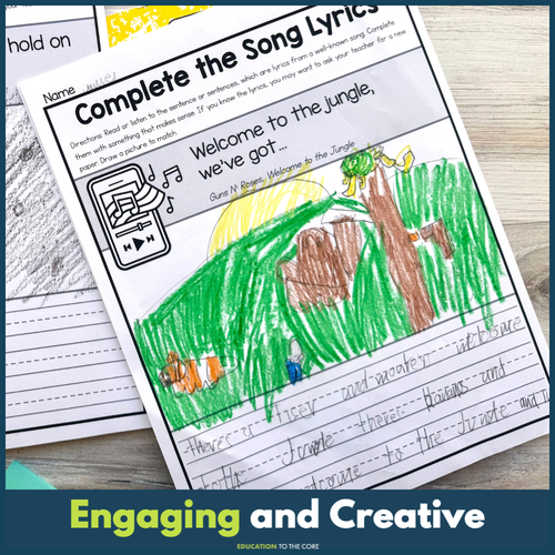 "Finish the Song Lyrics" Writing Activity