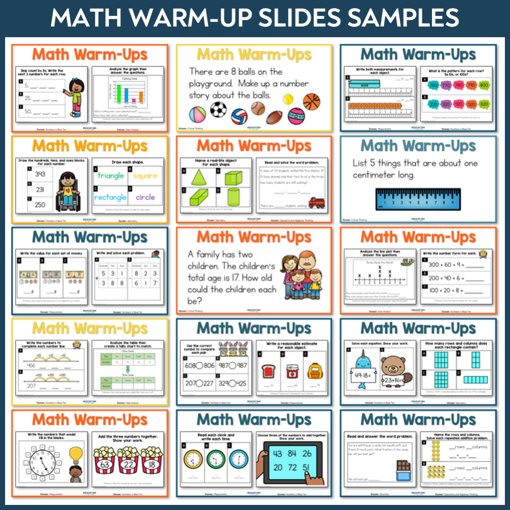 No Prep Math Warm-Ups for 2nd Grade