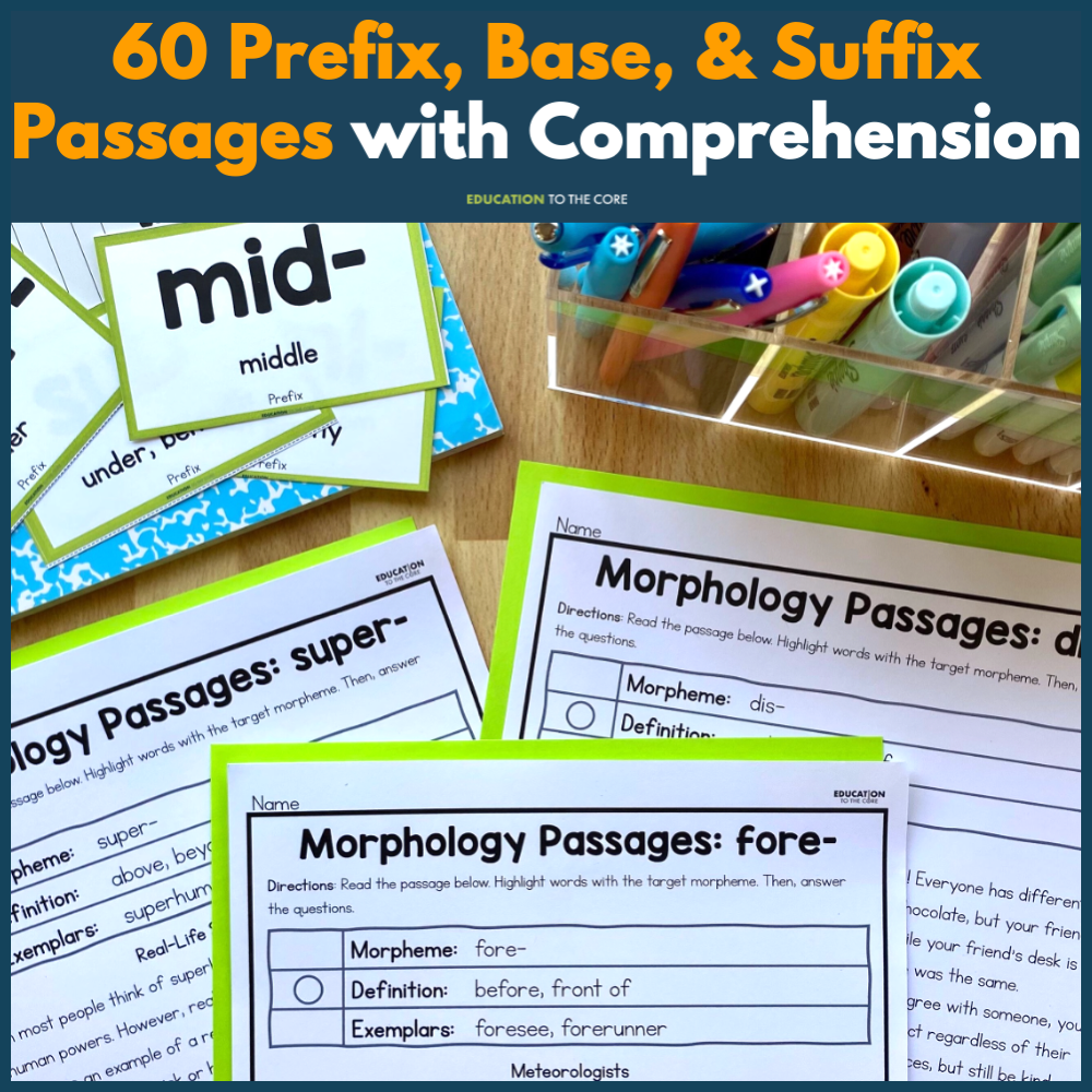 Morphology Passages & Comprehension Bundle w/ Morphology Cards