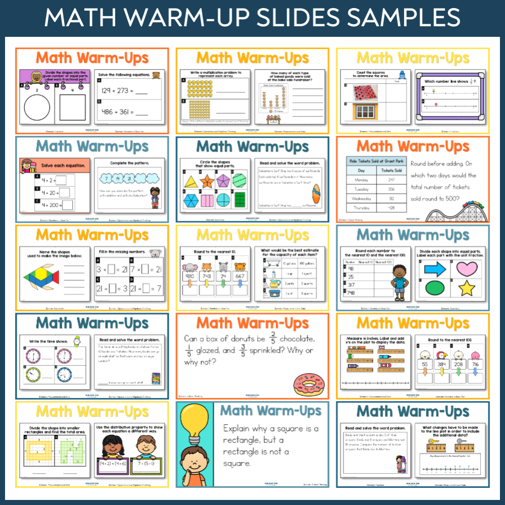 No Prep Math Warm-Ups for 3rd Grade