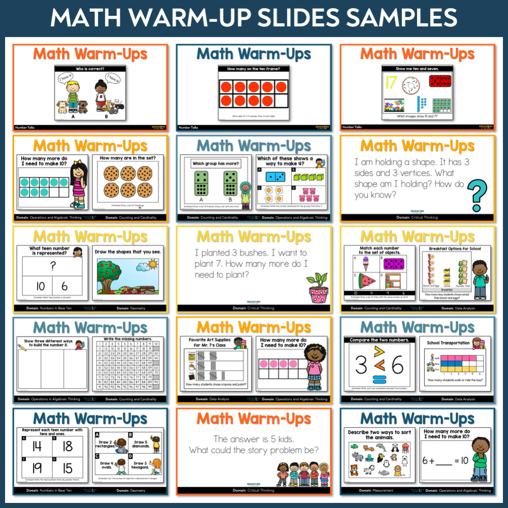 No Prep Math Warm-Ups for Kindergarten