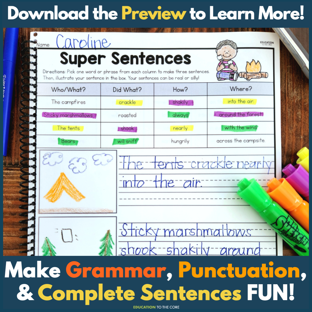 Super Sentences: Themed Sentence Writing Practice