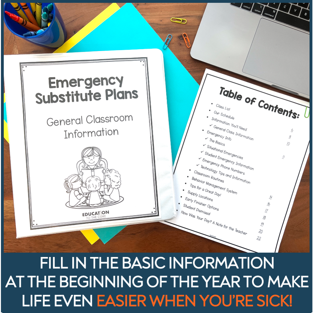 3rd Grade Editable Sub Plans