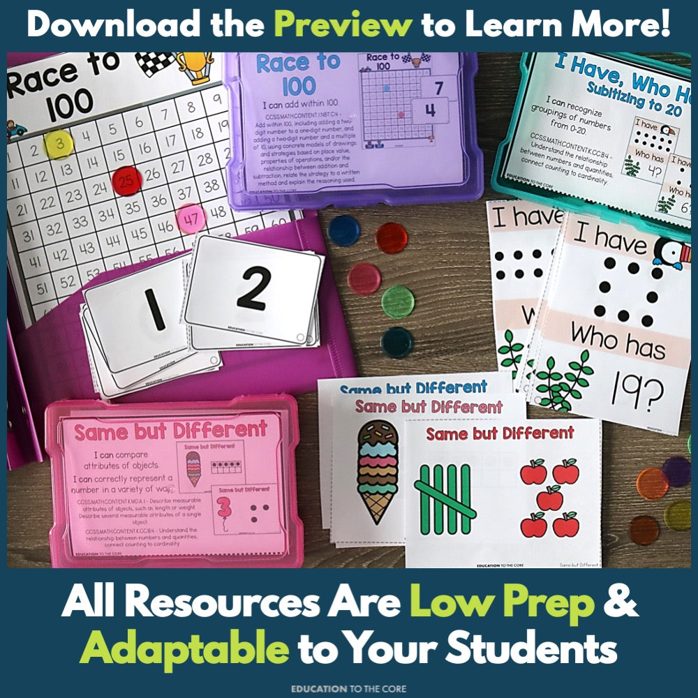 Math Intervention Kit: Number Sense Activities