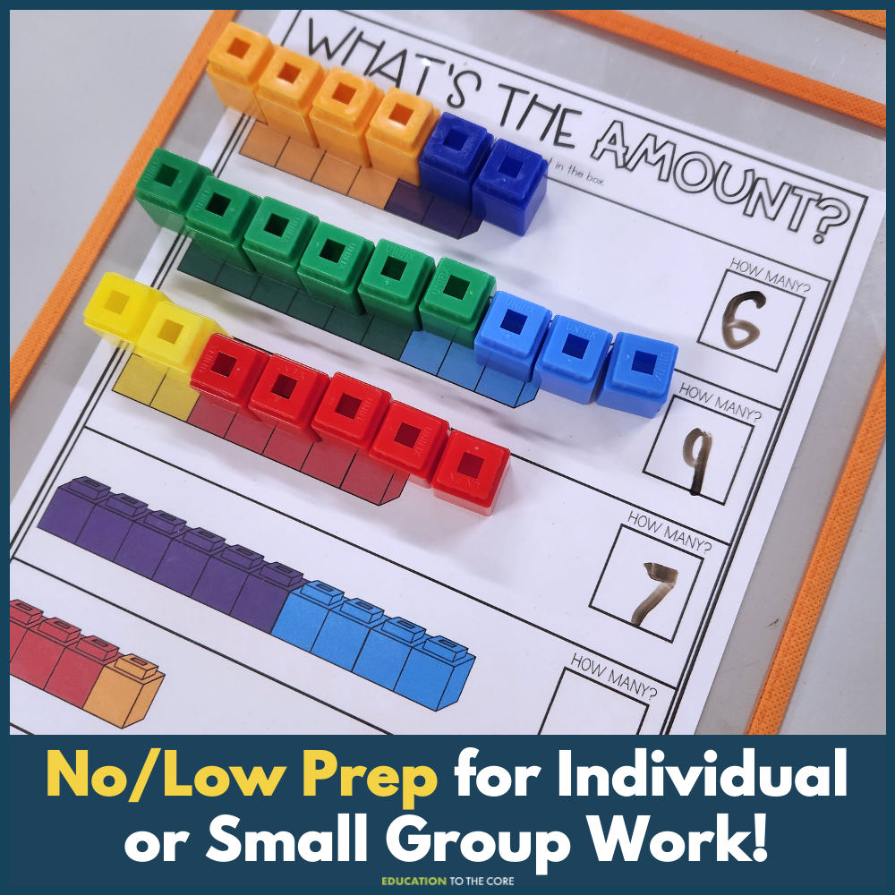 Counting Cubes No Prep Centers